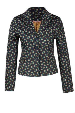 Blauwe blazer met tangram print | Zilch jacket tangram navy