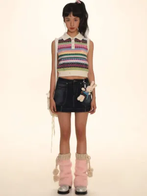 Denim half-body skirt【s0000006001】