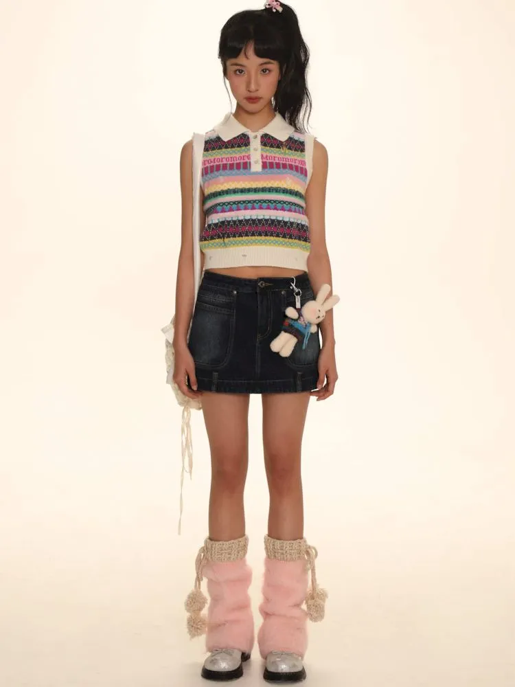 Denim half-body skirt【s0000006001】