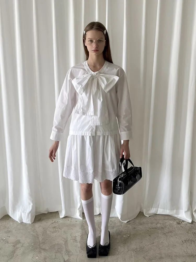 Elastic Waist Lace Hem Half Skirt【s0000007453】