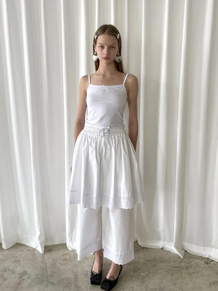Elastic Waist Lace Hem Half Skirt【s0000007453】