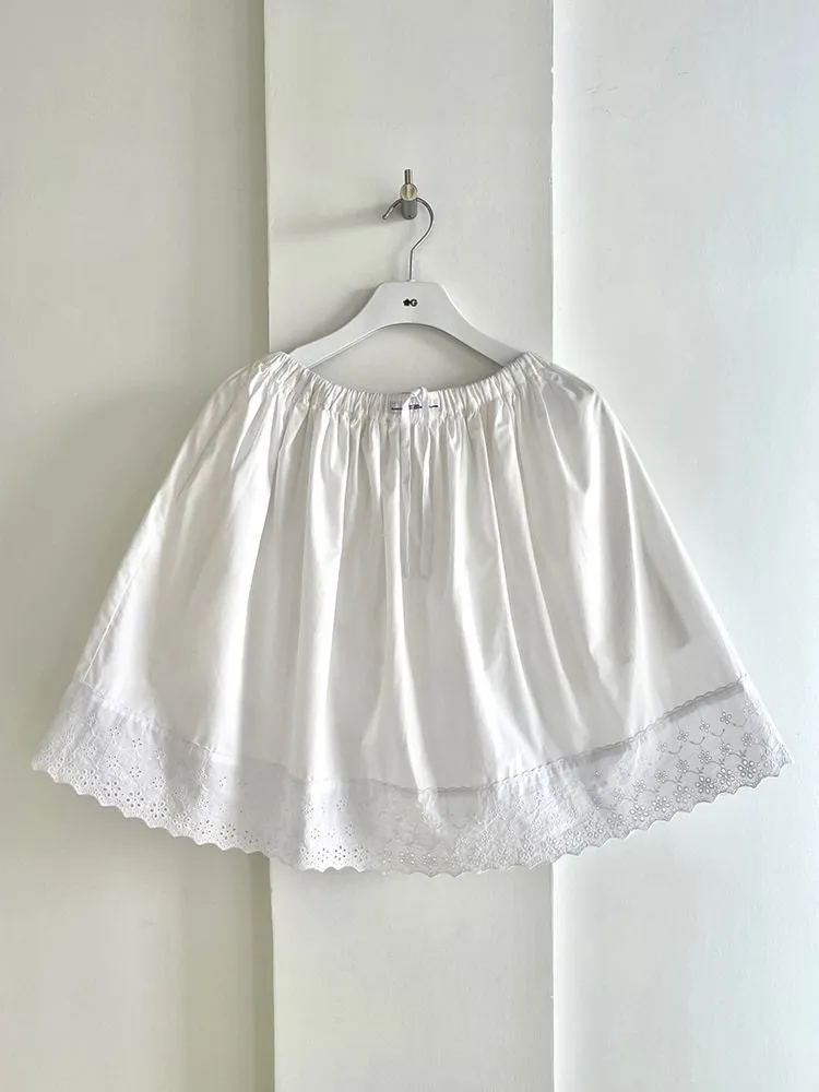 Elastic Waist Lace Hem Half Skirt【s0000007453】