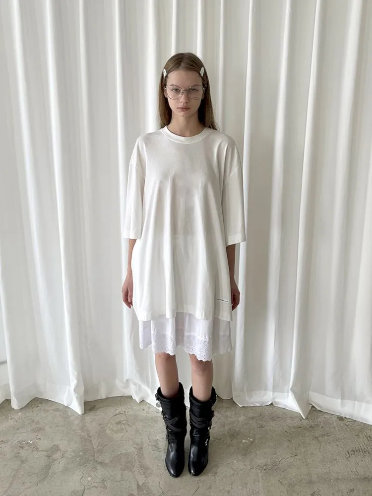 Elastic Waist Lace Hem Half Skirt【s0000007453】