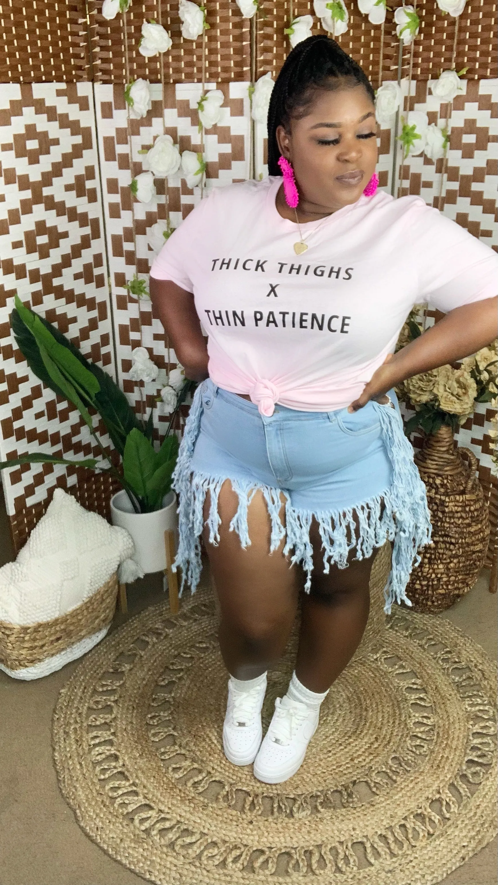 It’s The Fringe Light Wash Shorts(1x-3x)