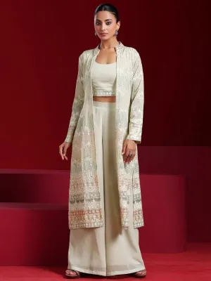 Jashvi Art Sea Green Solid Georgette Co-Ords