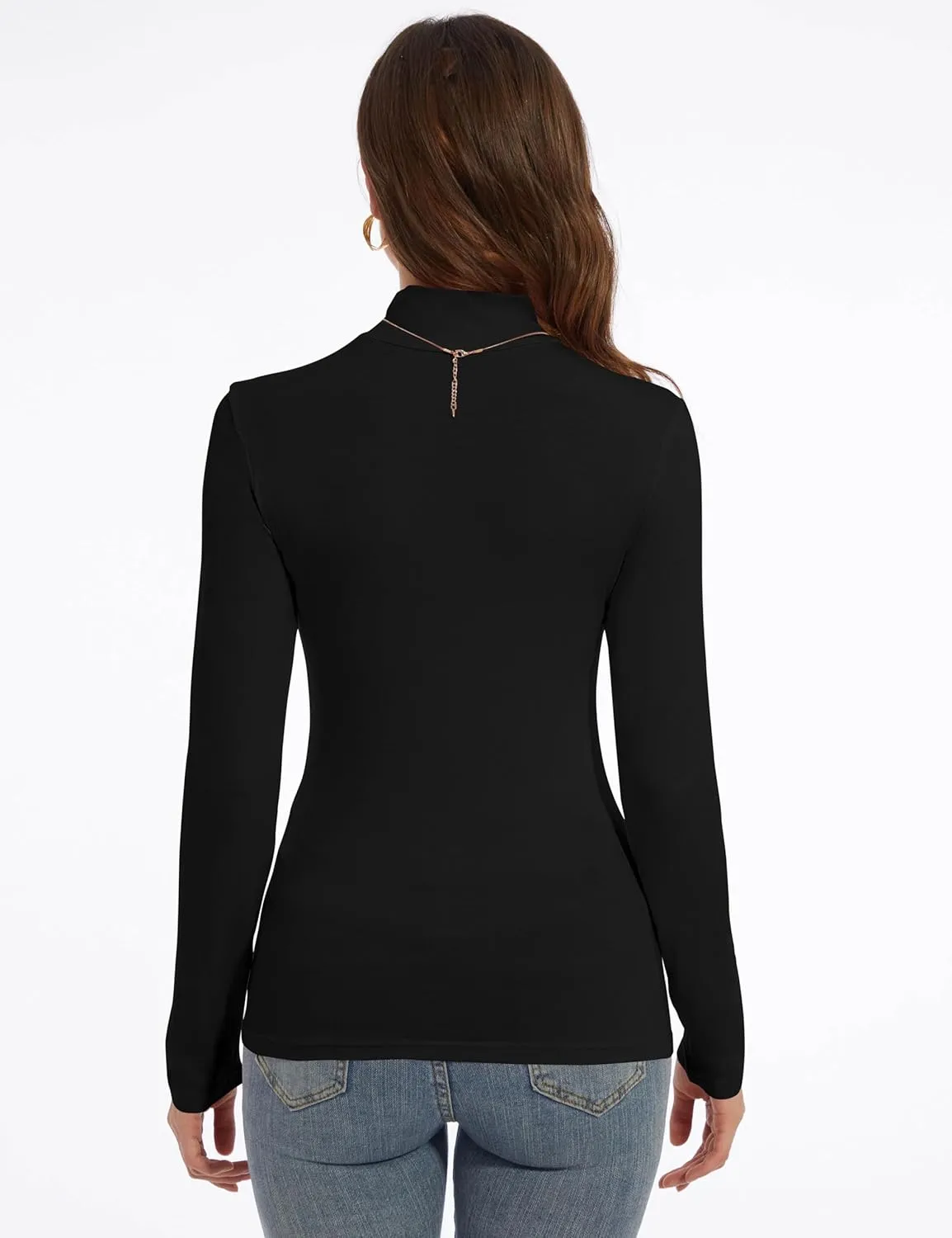 Mock Turtle Neck Long Sleeve Pullover High Neck Undershirt Slim Fit Basic Casual Tee Tops