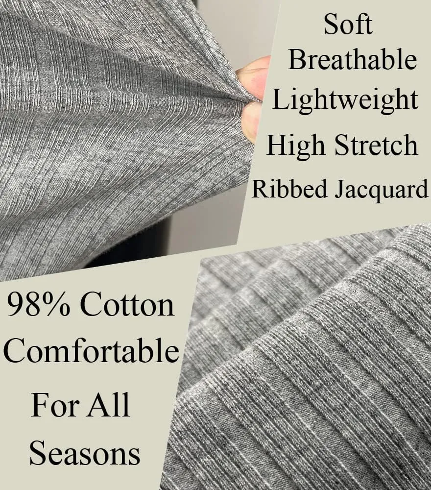 Muscle Cmdr Men's Ribbed Henley Shirt Slim Fit Muscle Shirt Fitted Cotton Short&Long Sleeve Casual T-Shirt