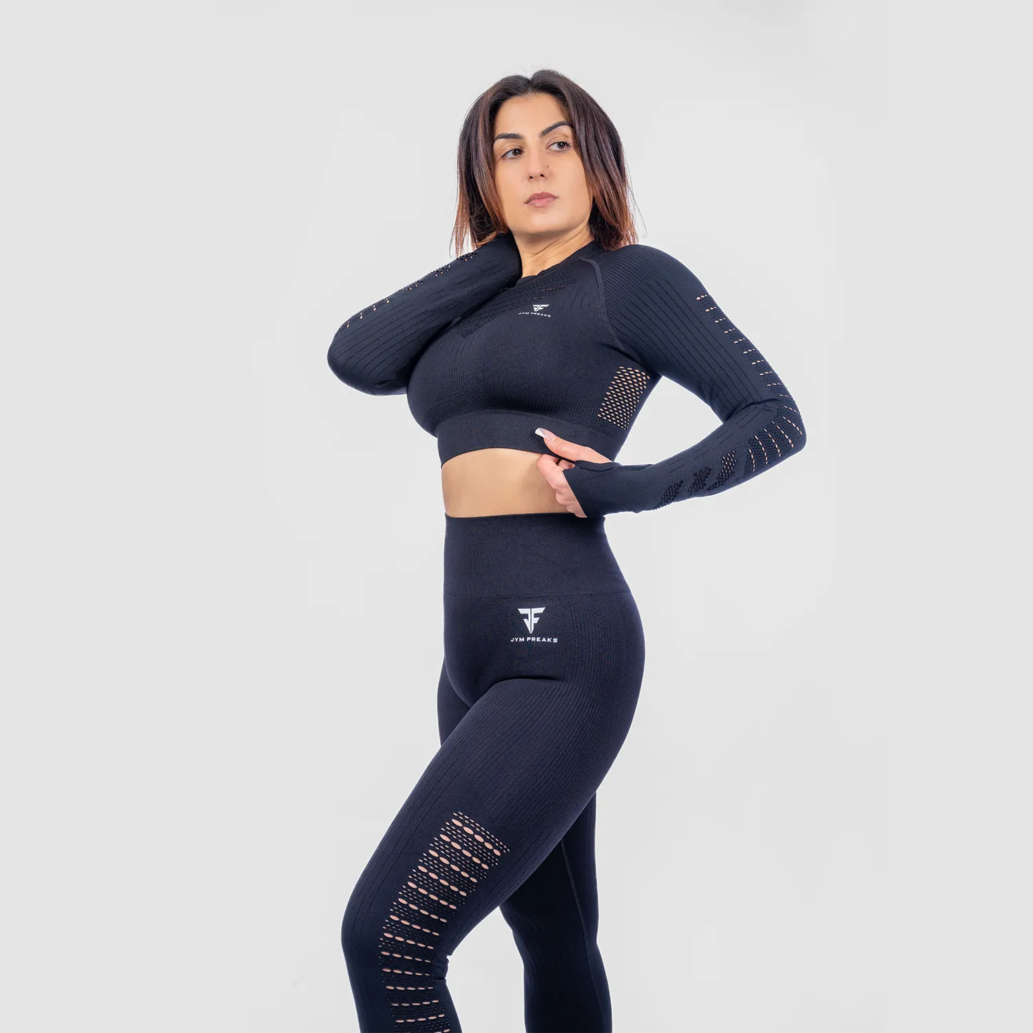 Power Packed Mesh Crop Top Raven Black