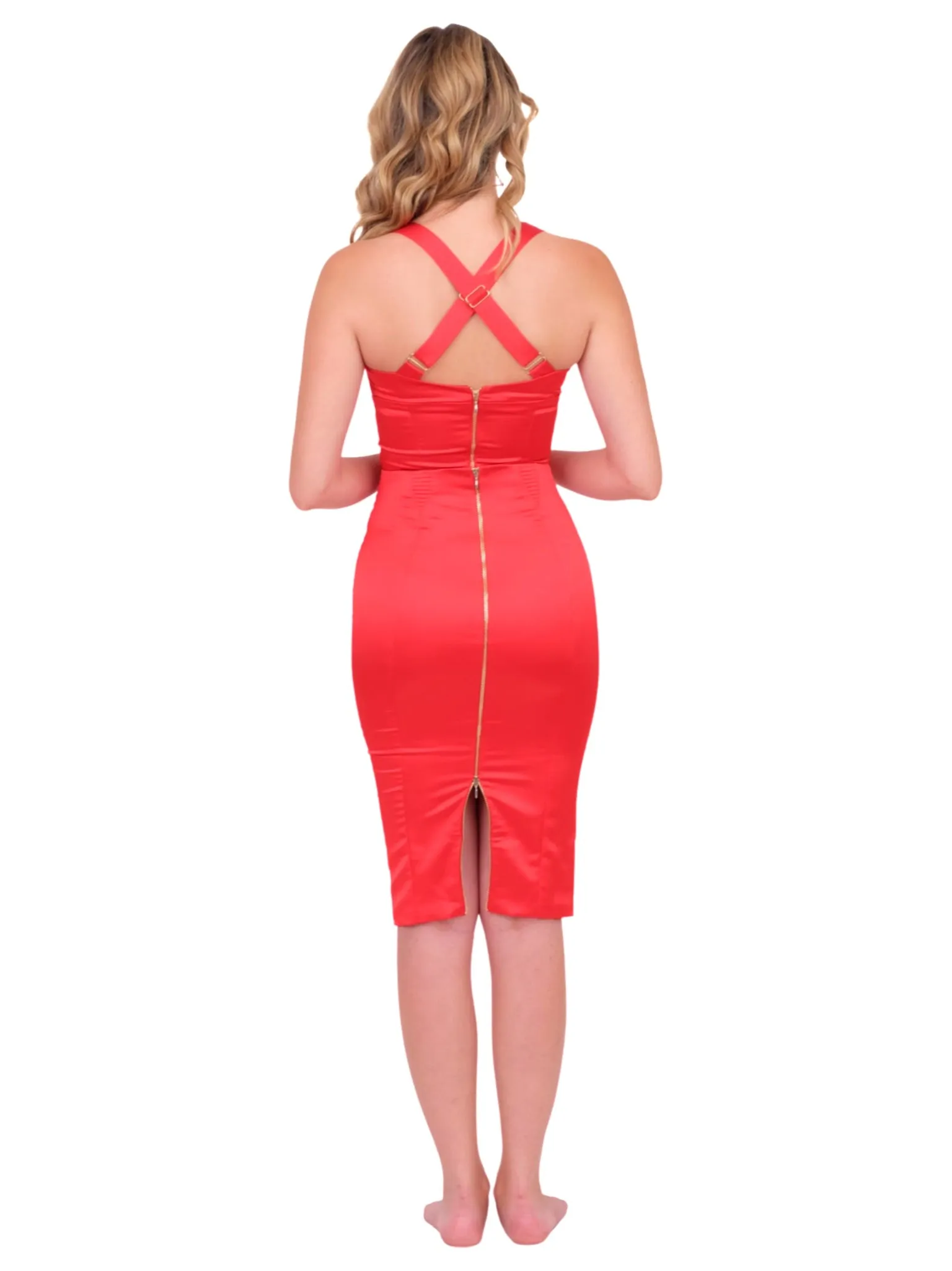 Silky Mid-Length Skirt in Red