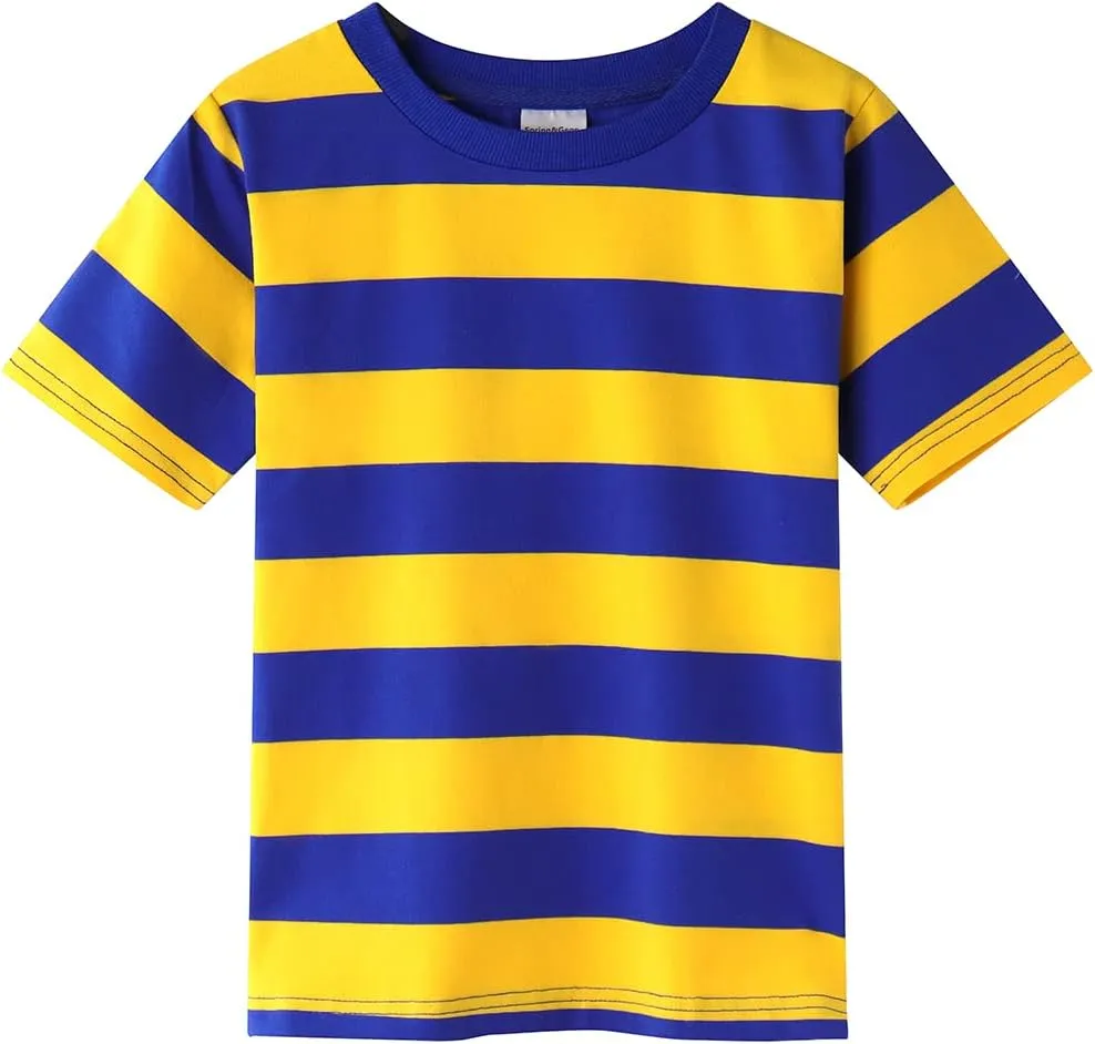 Spring&Gege Boys Short Sleeve Striped Cotton Crew Neck T-Shirt