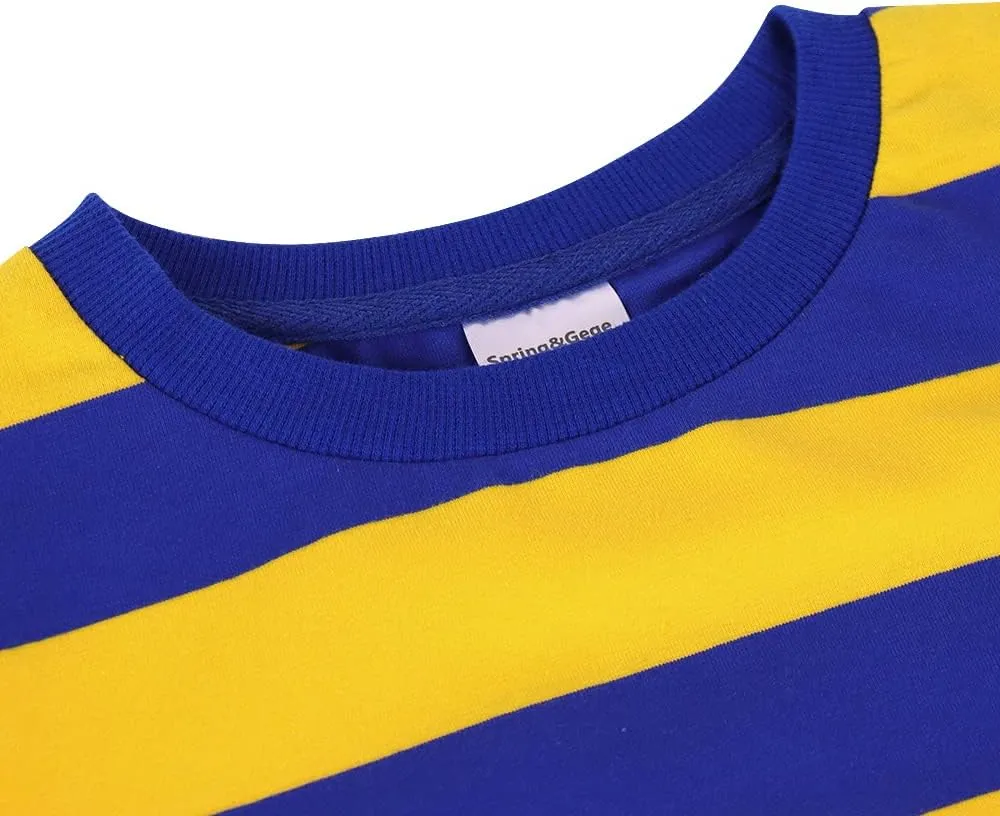 Spring&Gege Boys Short Sleeve Striped Cotton Crew Neck T-Shirt