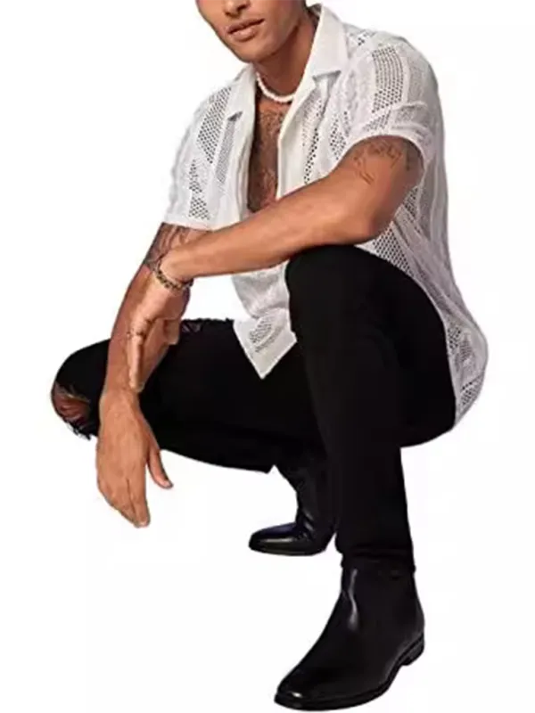 TEEK - Mens Buttoned Knitted Short Sleeve Shirt