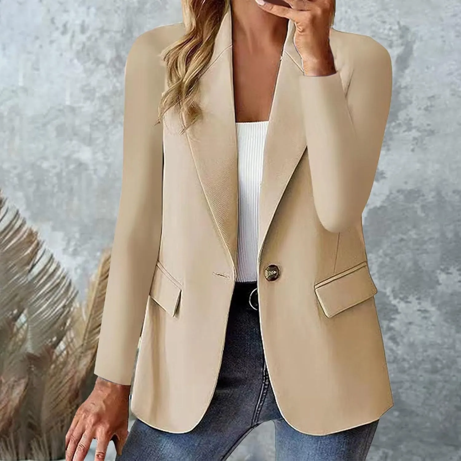 Women Business Blazer Loose Lightweigth Open Front Summer Jackets Long Sleeve Workfice Jacket Blazer Outfits