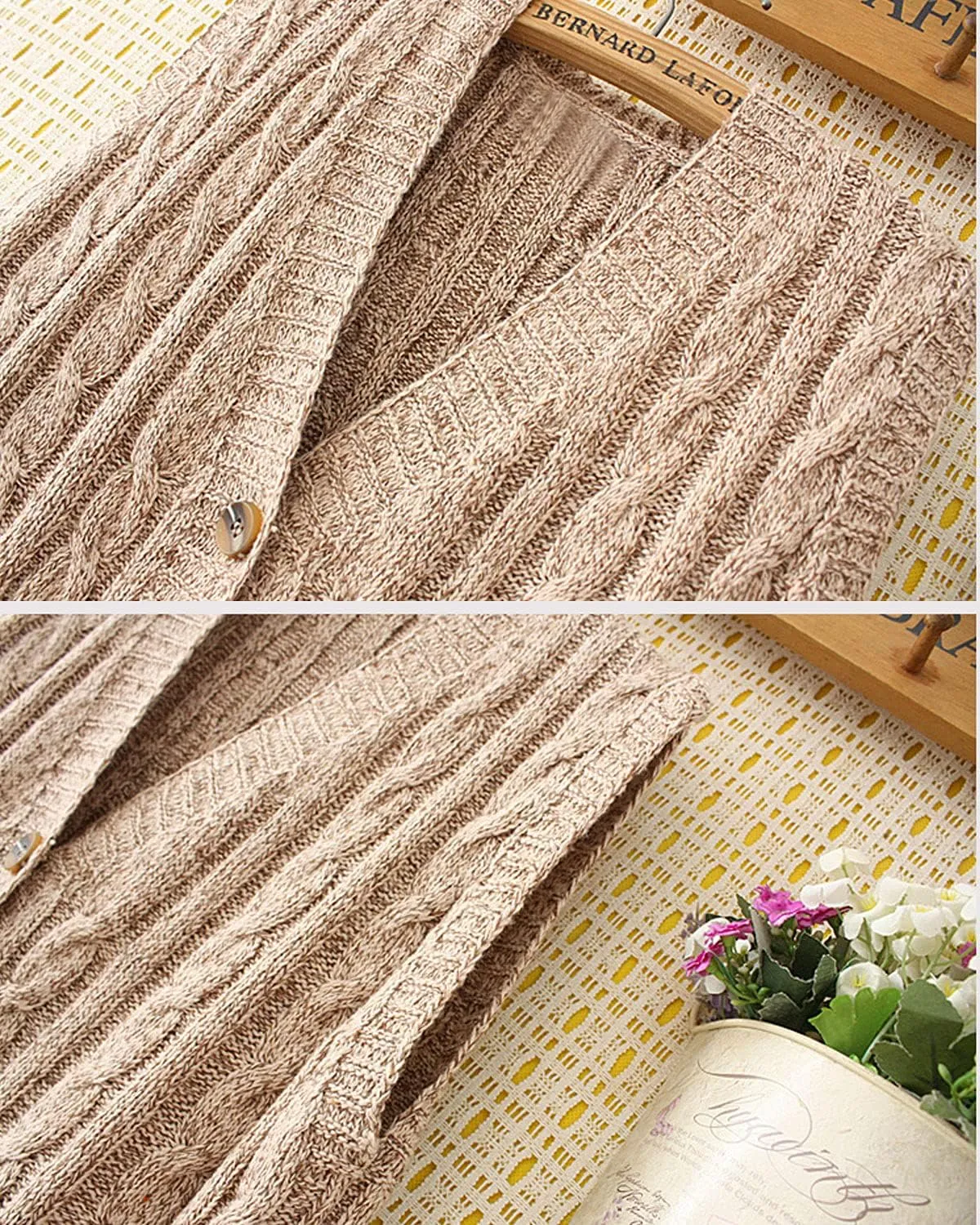 Women's Sweater Vest Sleeveless Button Down Knitted Cardigan Outwear with Pockets