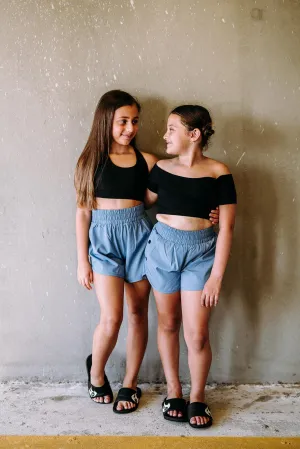 Youth Black Off the Shoulder Crop Top
