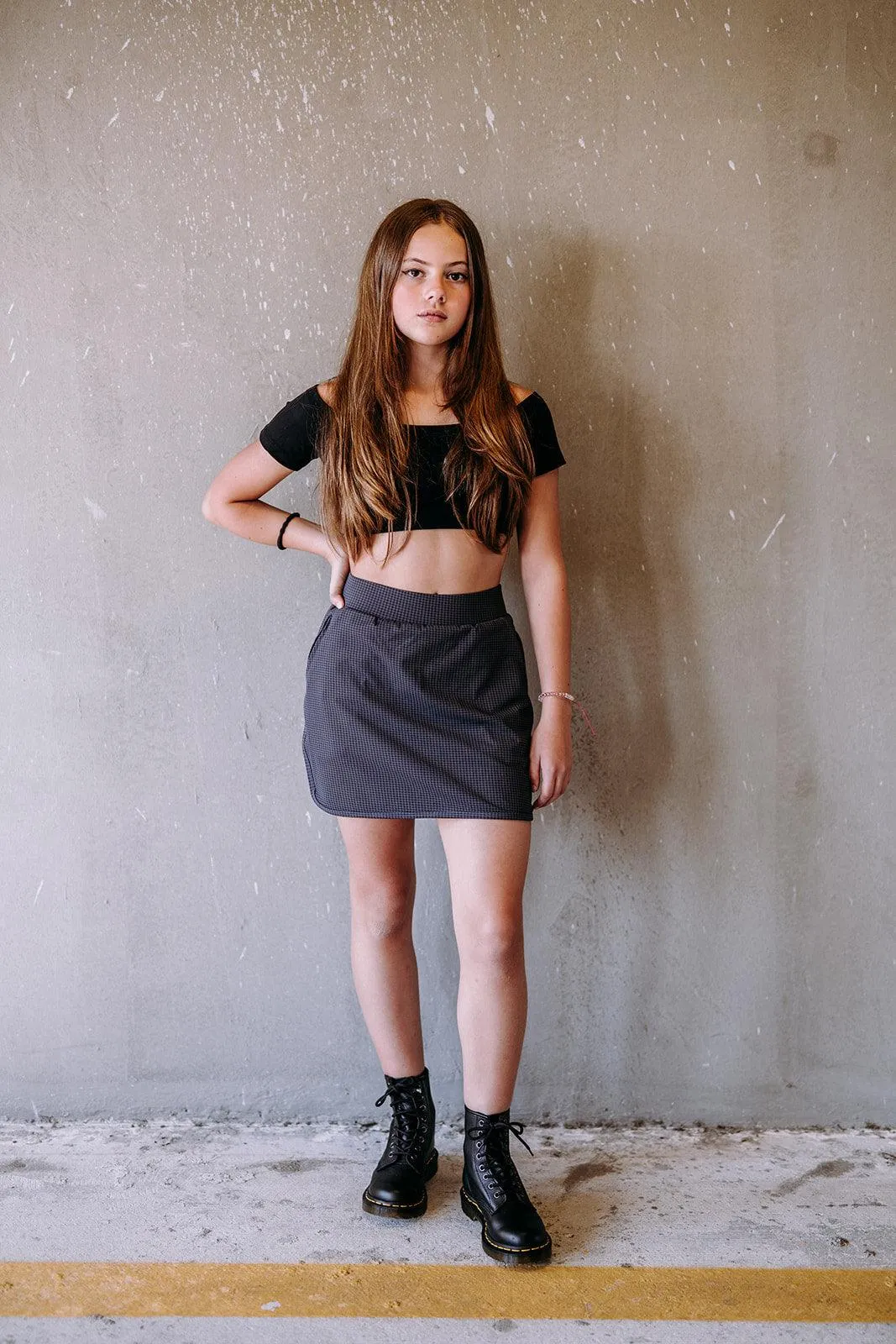 Youth Black Off the Shoulder Crop Top
